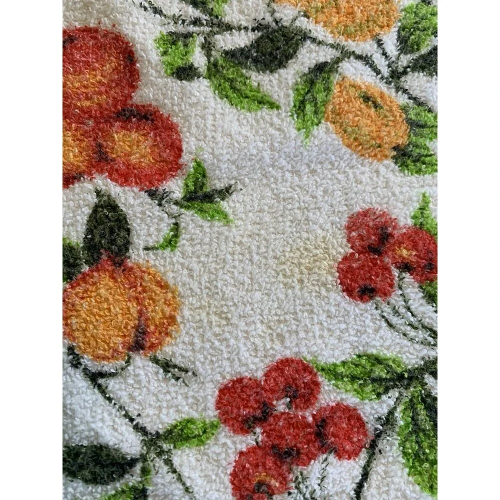 Vintage Farmhouse TableCloth Fruit Cherries Pears Apples 60s Large 50